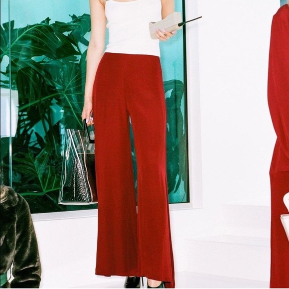 STAUD wide leg high waist burgundy pants 2 - Picture 3 of 3